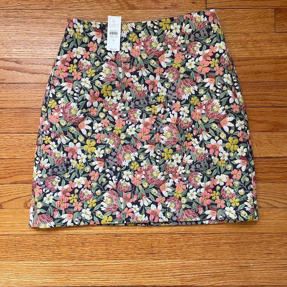 NWT LOFT multicolor floral skirt